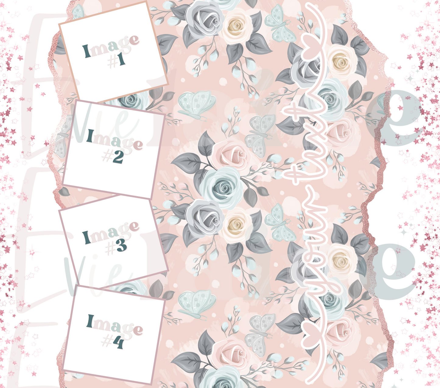 Personalised Butterfly Blush Floral Photo Collage 20oz Skinny Tumbler