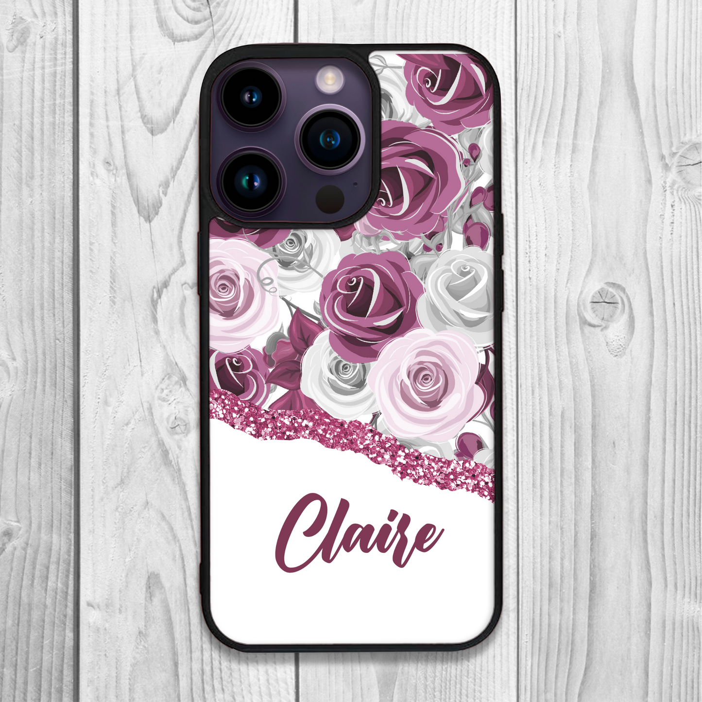 Ruby Romantic Watercolour Floral Personalised Name Case