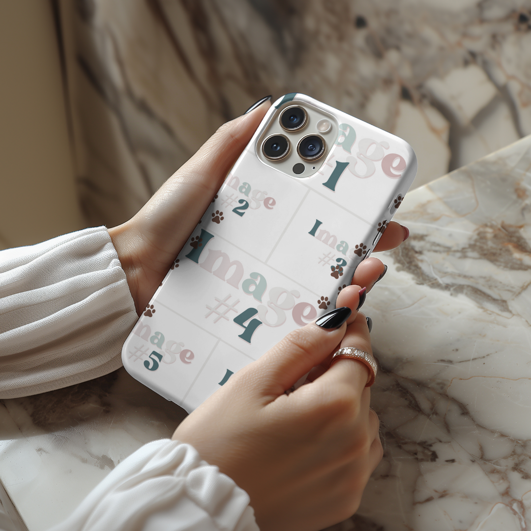 Six Photo Collage Paw Print Phone Case
