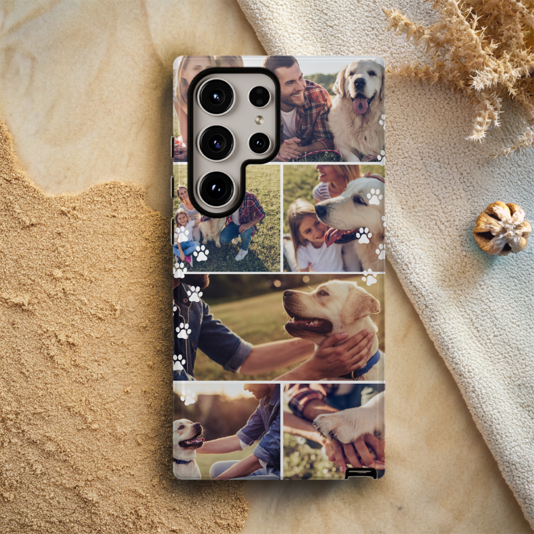 Six Photo Collage Paw Print Phone Case