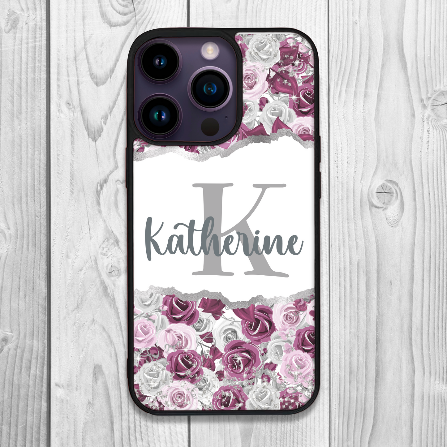 Ruby Romantic Floral Personalised Initial and Name Case