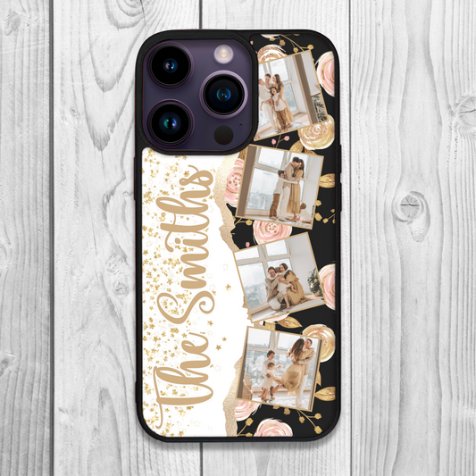Into The Gold Watercolour Floral Personalised Text and Photo Collage Case