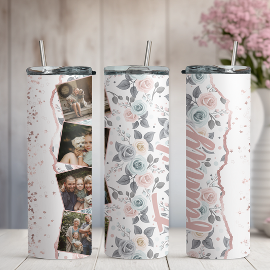 Personalised Winter Wonderland Floral Photo Collage 20oz Skinny Tumbler