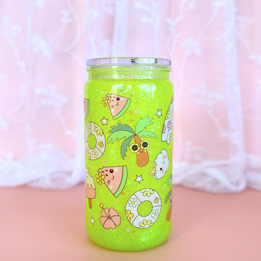 Yellow Tropical Summer Fun Snow Globe Tumbler