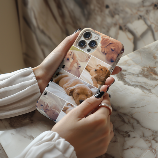 Six Photo Collage Paw Print Phone Case