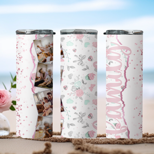 Personalised All Things Pretty Floral Photo Collage 20oz Skinny Tumbler