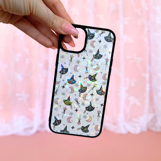 Holographic Just A Floral Witch Phone Case