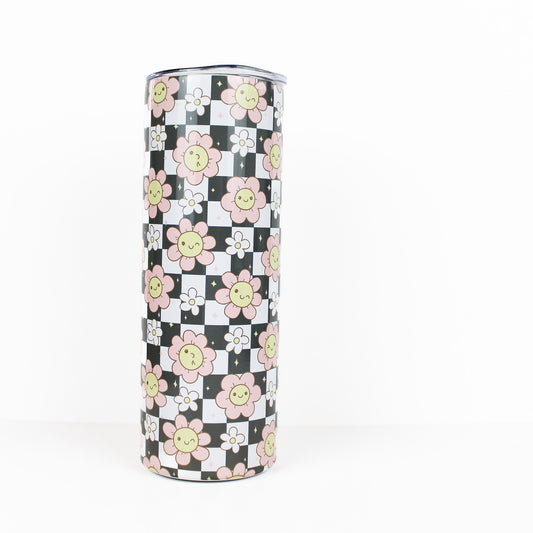 Cheeky Checkered Floral 20oz Skinny Tumbler