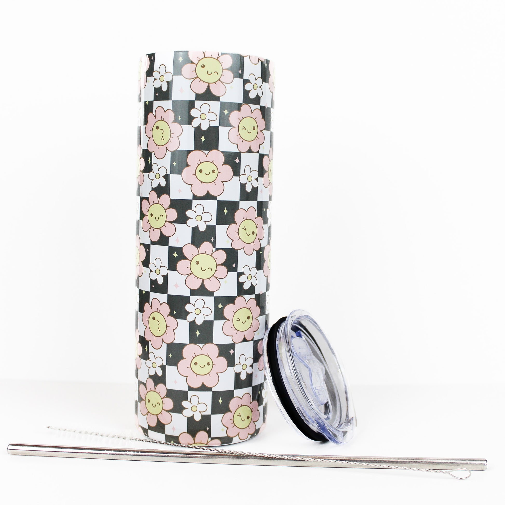Cheeky Checkered Floral 20oz Skinny Tumbler set