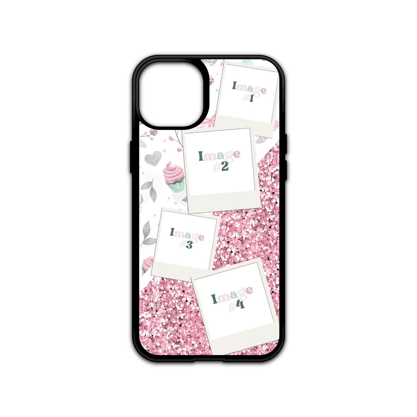 All Things Pretty Floral and Chunky Glitter Personalised Photo Collage Case