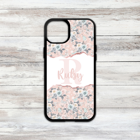 Butterfly Blush Floral Personalised Initial and Name Case