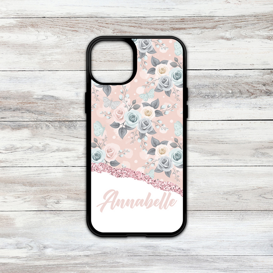 Butterfly Blush Watercolour Floral Personalised Name Case